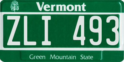 VT license plate ZLI493