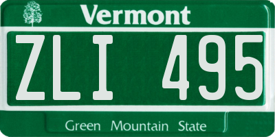 VT license plate ZLI495