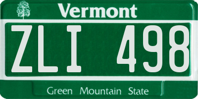 VT license plate ZLI498