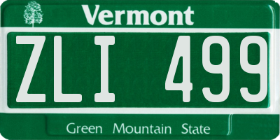 VT license plate ZLI499