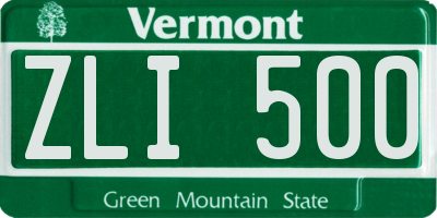 VT license plate ZLI500