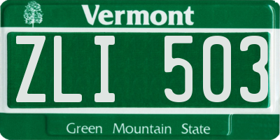 VT license plate ZLI503