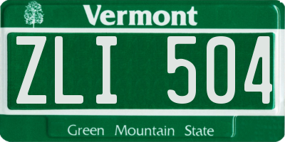 VT license plate ZLI504