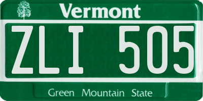 VT license plate ZLI505
