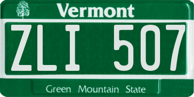 VT license plate ZLI507