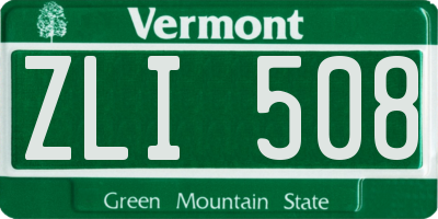 VT license plate ZLI508