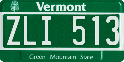 VT license plate ZLI513