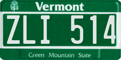 VT license plate ZLI514