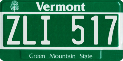 VT license plate ZLI517