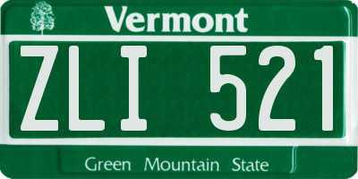VT license plate ZLI521