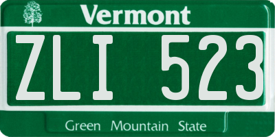 VT license plate ZLI523