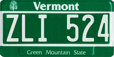 VT license plate ZLI524