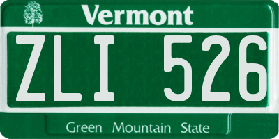 VT license plate ZLI526