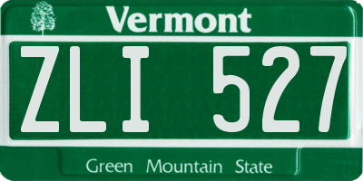VT license plate ZLI527