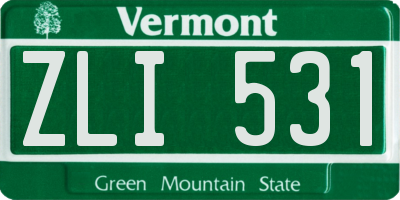 VT license plate ZLI531