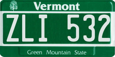 VT license plate ZLI532