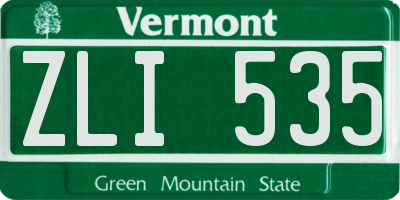 VT license plate ZLI535