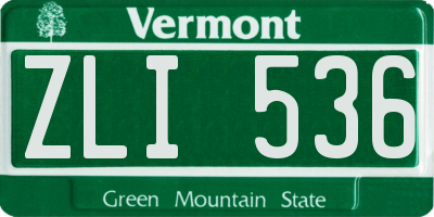 VT license plate ZLI536