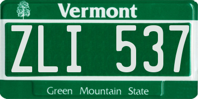 VT license plate ZLI537