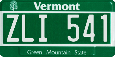 VT license plate ZLI541