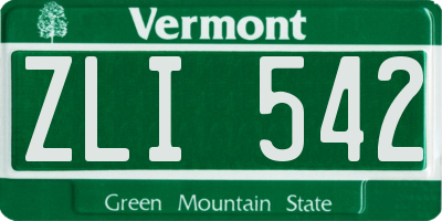 VT license plate ZLI542