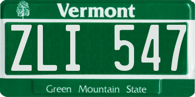 VT license plate ZLI547