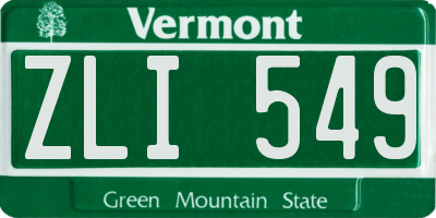 VT license plate ZLI549