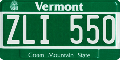 VT license plate ZLI550