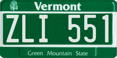 VT license plate ZLI551