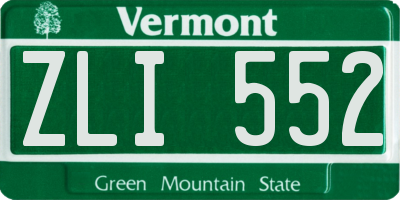VT license plate ZLI552