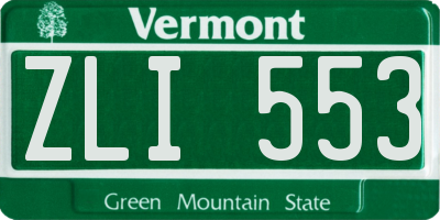 VT license plate ZLI553