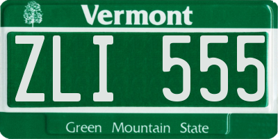 VT license plate ZLI555