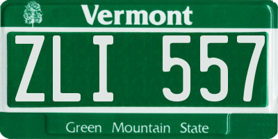 VT license plate ZLI557