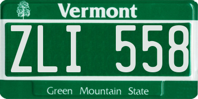 VT license plate ZLI558