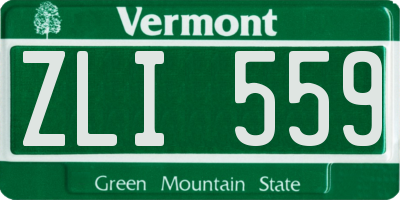 VT license plate ZLI559
