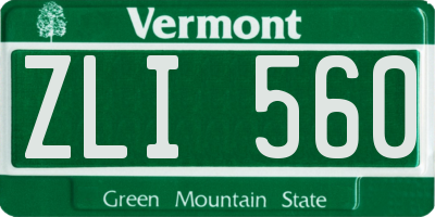 VT license plate ZLI560