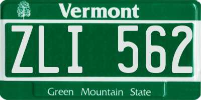 VT license plate ZLI562