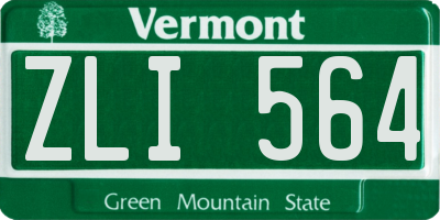 VT license plate ZLI564