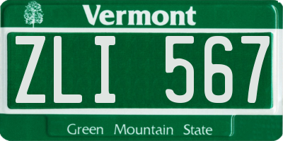 VT license plate ZLI567