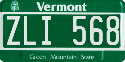 VT license plate ZLI568