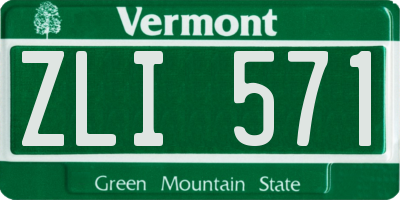 VT license plate ZLI571