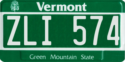 VT license plate ZLI574