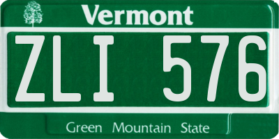 VT license plate ZLI576