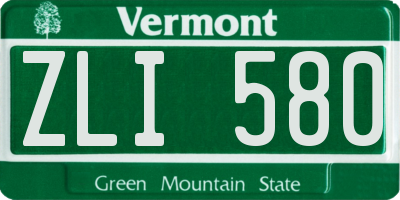 VT license plate ZLI580