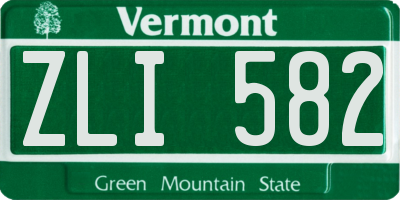 VT license plate ZLI582