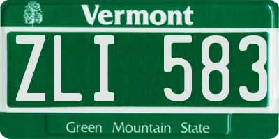 VT license plate ZLI583
