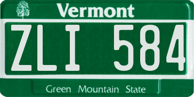 VT license plate ZLI584
