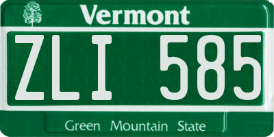 VT license plate ZLI585
