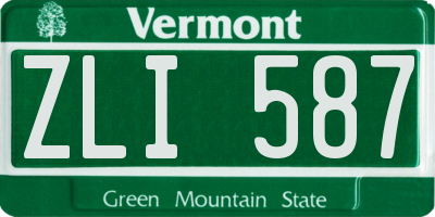 VT license plate ZLI587