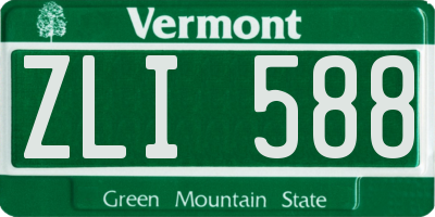 VT license plate ZLI588